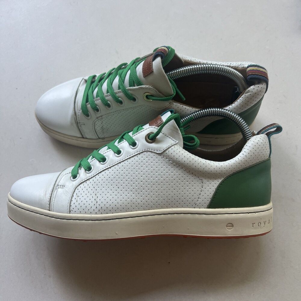 Royal Albartross Golf Sneakers Shoes Women’s 9 White Leather Green Laces - Picture 3 of 11